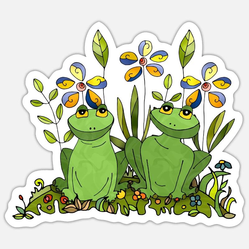 Frösche - Sticker Größe S (10 x 10 cm) - Mattweiß