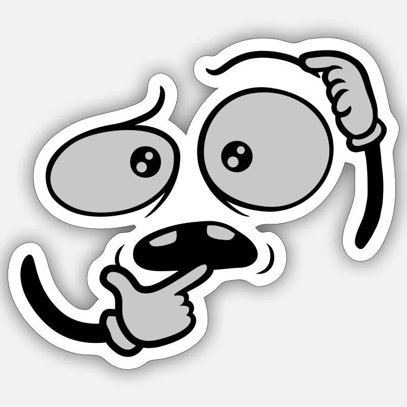Hand gesture skeptical face - Sticker size S (10 x 10 cm) - white matte