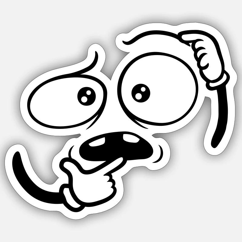 Gesto della mano dubbioso Viso - Sticker formato S (10 x 10 cm) - bianco opaco