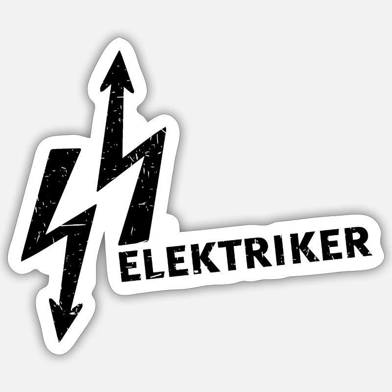 elektriker,strom,logo,blitz,schrift,typo - Sticker Größe S (10 x 10 cm) - Mattweiß