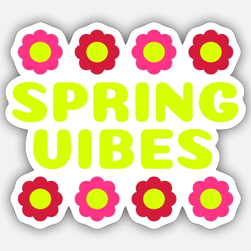 Spring vibes (acht Blüten) - Sticker Größe S (10 x 10 cm) - Mattweiß