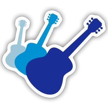 3 guitars guitar guitar play - Sticker size S (10 x 10 cm) - white matte - Front