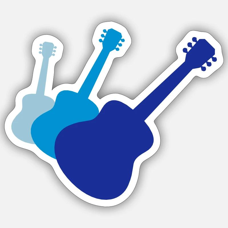 3 Gitarren Gitarrist spielen - Sticker Größe S (10 x 10 cm) - Mattweiß