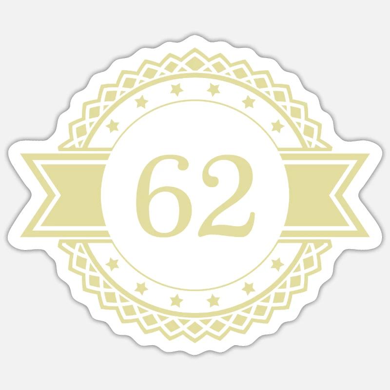 62 Number Emblem - Sticker size S (10 x 10 cm) - white matte