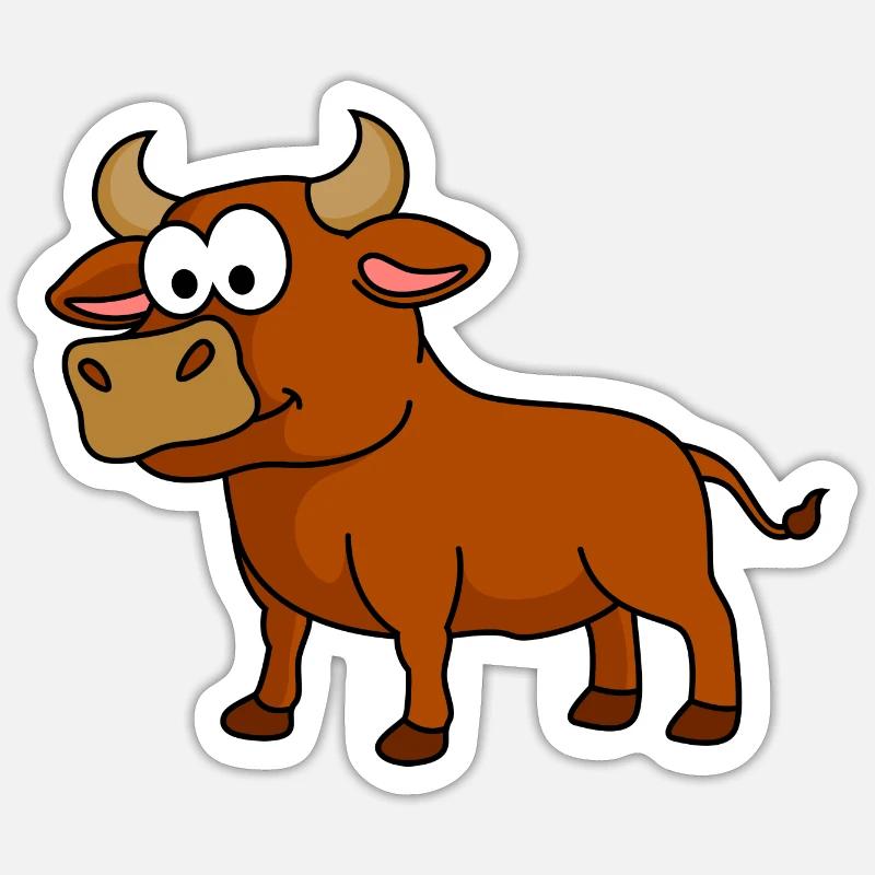 Stier Comic Tier - Sticker Größe S (10 x 10 cm) - Mattweiß