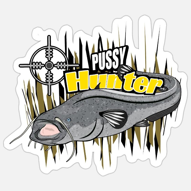 Chasseur de poisson-chat - Sticker taille S (10 x 10 cm) - blanc mat