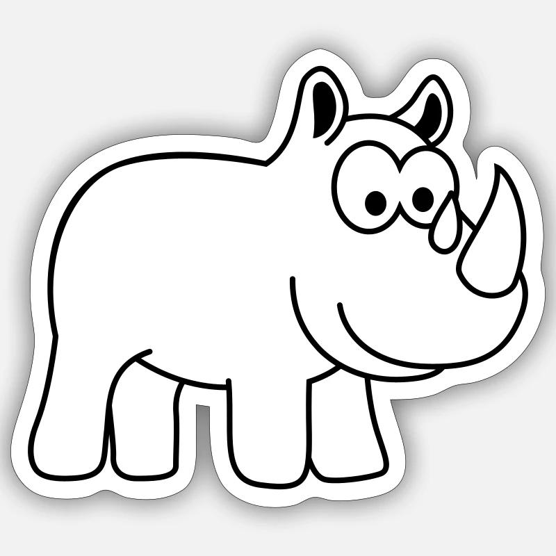 Rhino Comic Animal - Sticker taille S (10 x 10 cm) - blanc mat