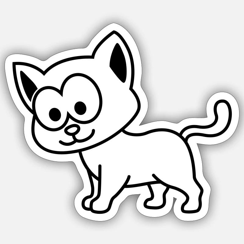 Chat Comic Animal - Sticker taille S (10 x 10 cm) - blanc mat