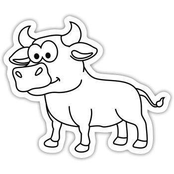 Stier Comic Tier - Sticker Größe S (10 x 10 cm) - Mattweiß - Vorne