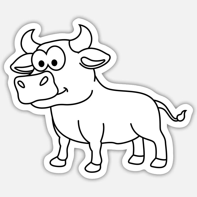Stier Comic Tier - Sticker Größe S (10 x 10 cm) - Mattweiß