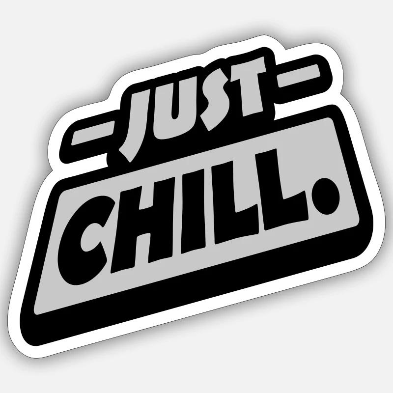 Just Chill Text Logo - Sticker size S (10 x 10 cm) - white matte