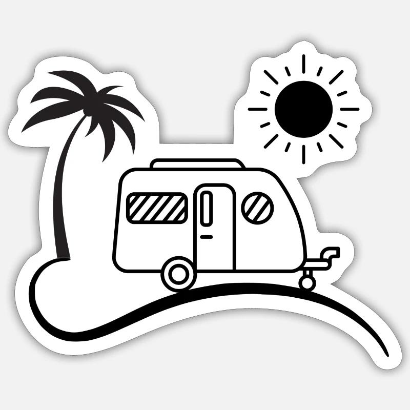 Camping Palm Sun Wave v2 Sticker size S (10 x 10 cm)