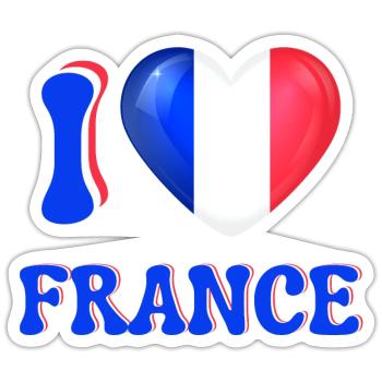 I love France Blue White Red Flag Heart - Sticker size S (10 x 10 cm) - white matte - Front