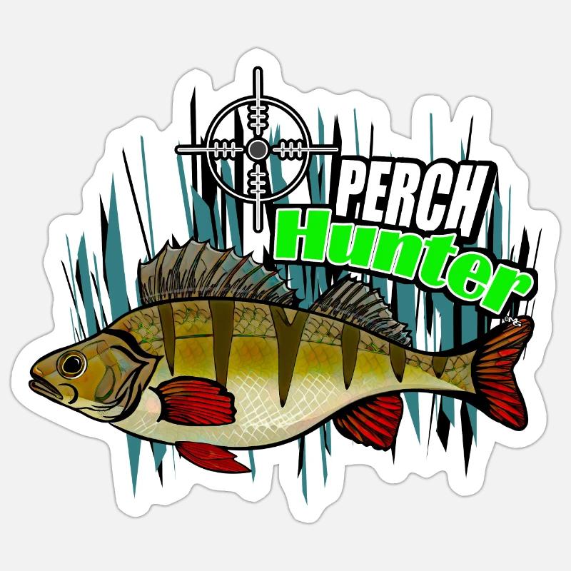 Barschfischen Sticker Größe S (10 x 10 cm)