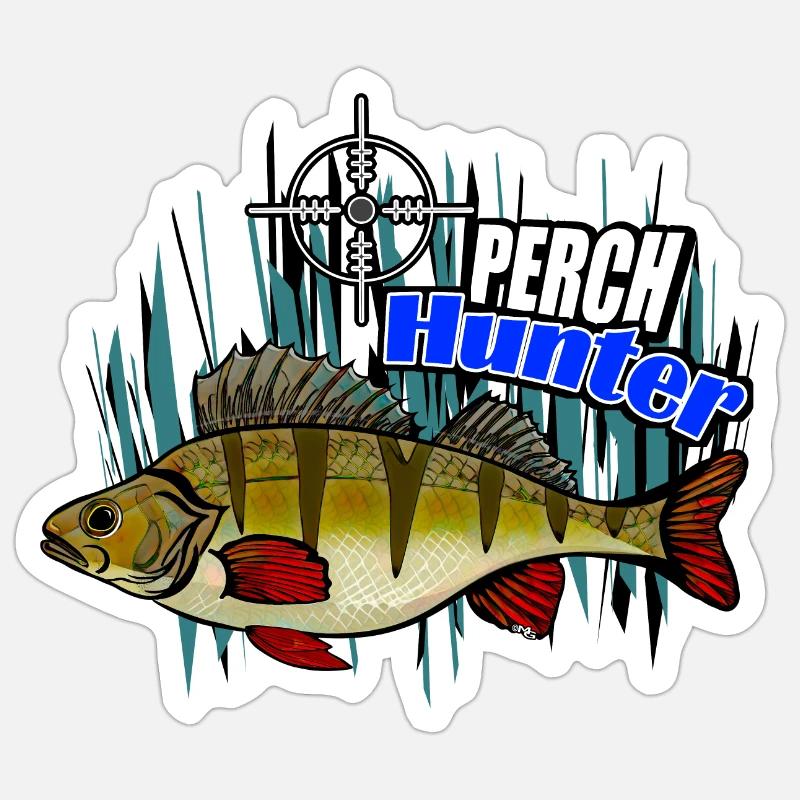 Barschjäger - Sticker Größe S (10 x 10 cm) - Mattweiß