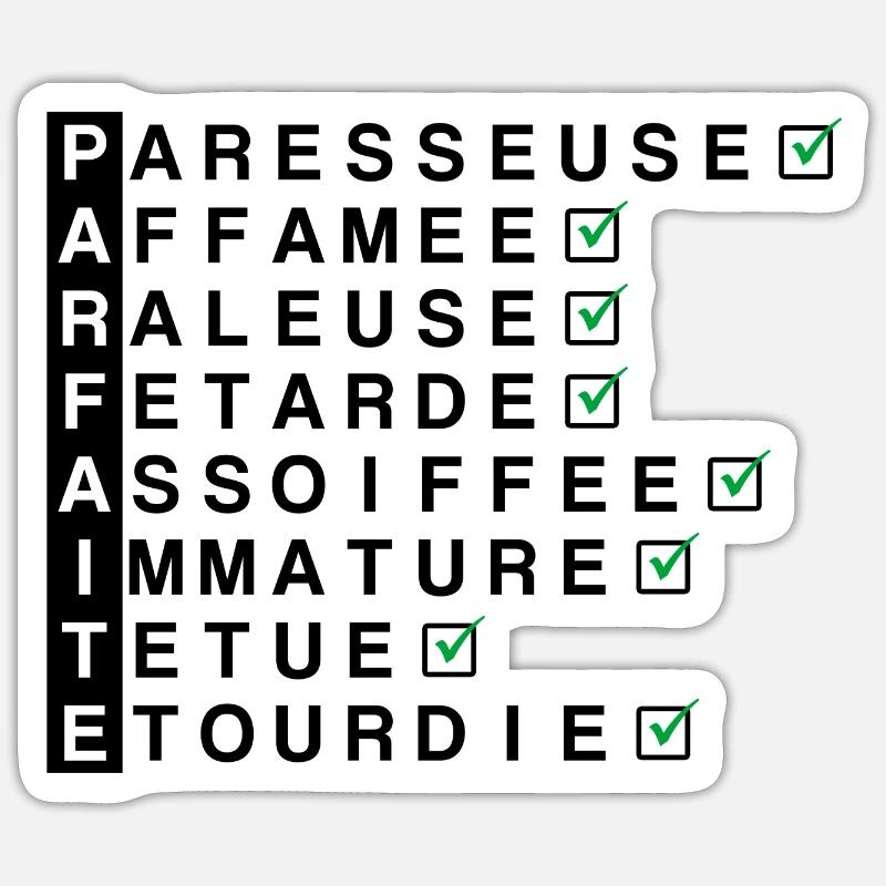 Parfaite - Sticker taille S (10 x 10 cm) - blanc mat