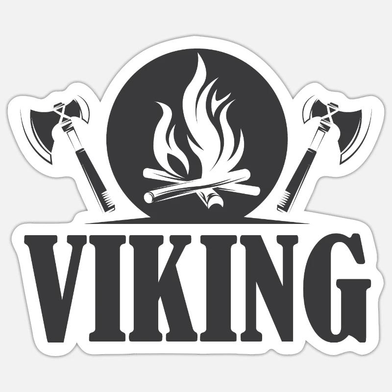 Icône viking hache symbole feu graphique Sticker taille S (10 x 10 cm)