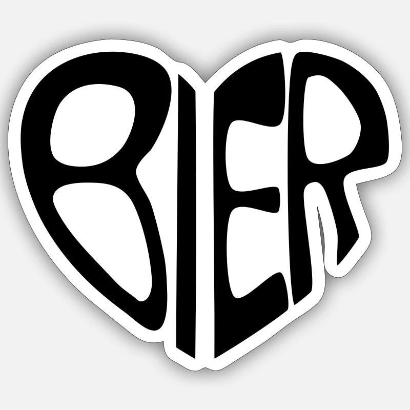 Bierherz - Sticker Größe S (10 x 10 cm) - Mattweiß