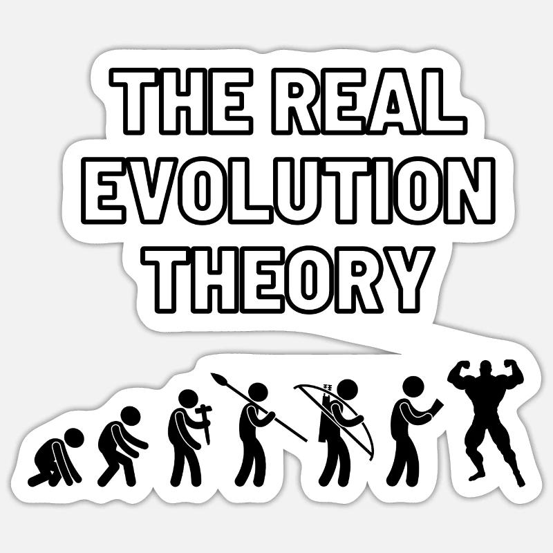 The real evolution theory - Sticker Größe S (10 x 10 cm) - Mattweiß