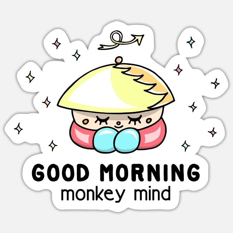 "Monkey mind" mindfulness, cool, funny saying Sticker size S (10 x 10 cm)