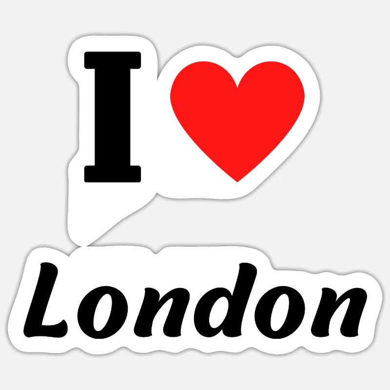 J’adore Londres - Sticker taille S (10 x 10 cm) - blanc mat