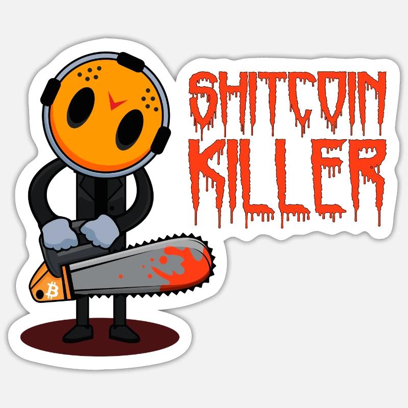 Bitcoin Halloween Shitcoin Killer - Sticker taille S (10 x 10 cm) - blanc mat