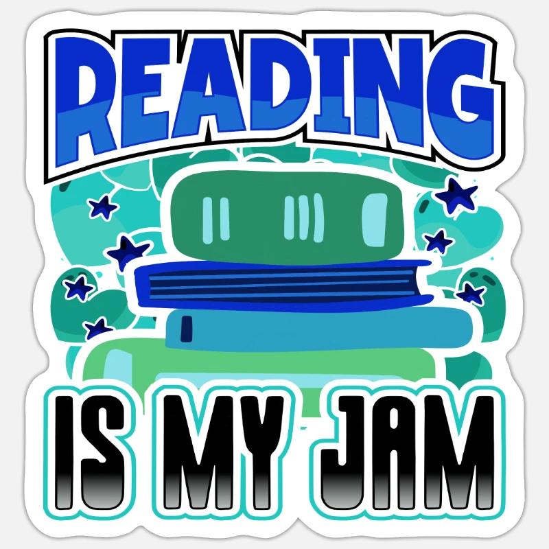 Reading is My Jam Fun Book Lover Gift Ideas Sticker size S (10 x 10 cm)