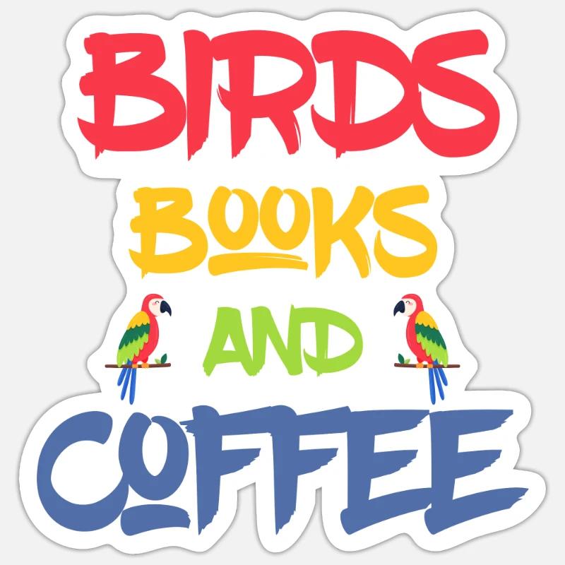 Buchen Sie Lover Birds Bücher und Kaffee Trinker Geschenk - Sticker Größe S (10 x 10 cm) - Mattweiß