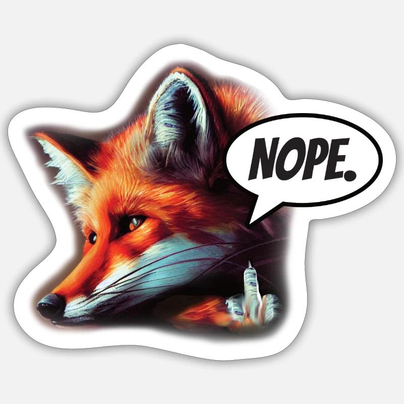Fuchs Nope - Sticker Größe S (10 x 10 cm) - Mattweiß