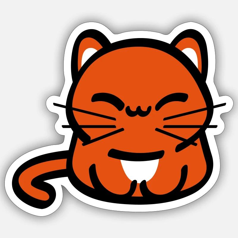 Schmunzel Katze - Sticker Größe S (10 x 10 cm) - Mattweiß