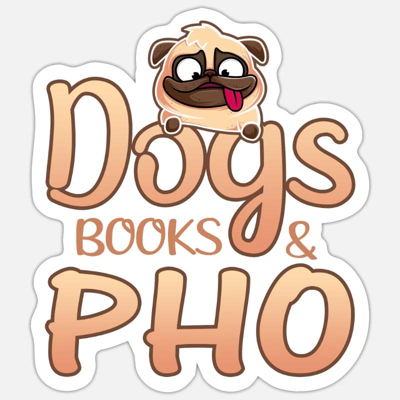 Dog Lover Gift Dogs Libri e Pho Reader Gift - Sticker formato S (10 x 10 cm) - bianco opaco