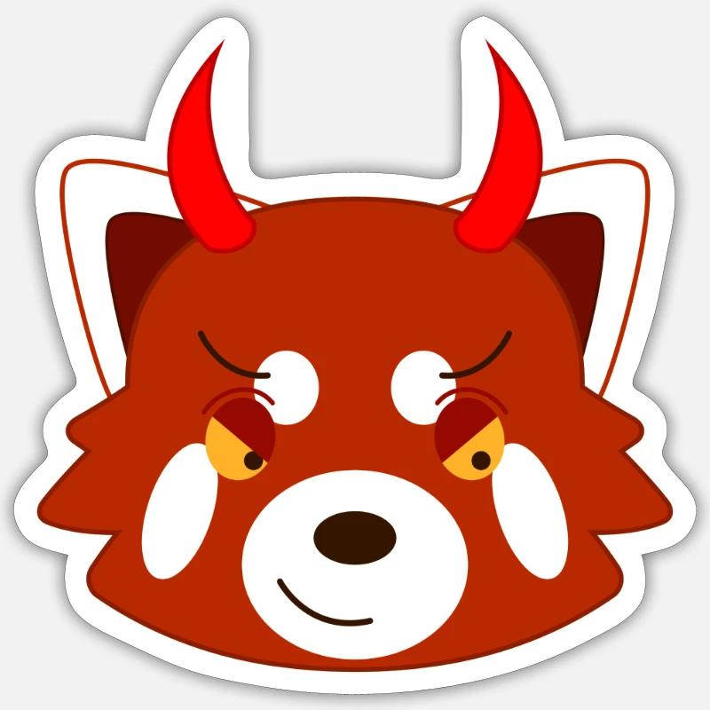 Red panda disguised as a devil for Halloween Sticker size S (10 x 10 cm)