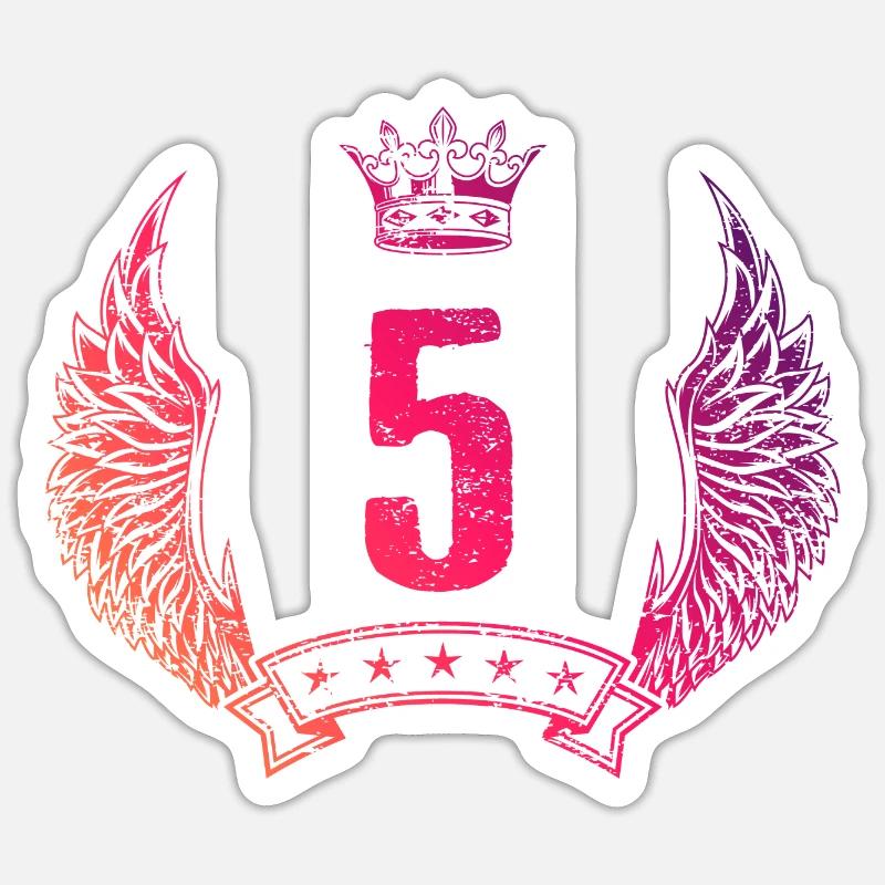 5 Number crown - Sticker size S (10 x 10 cm) - white matte