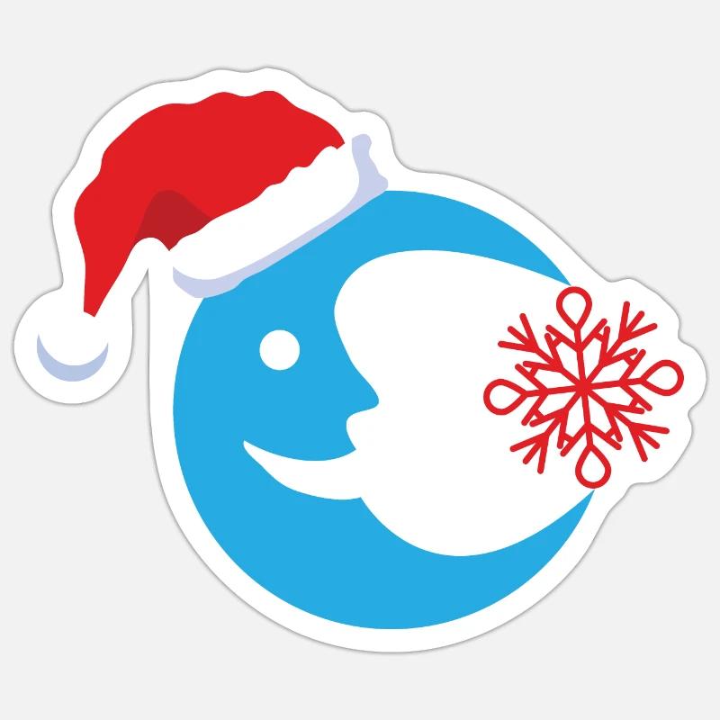 Lune de Noël Sticker taille S (10 x 10 cm)
