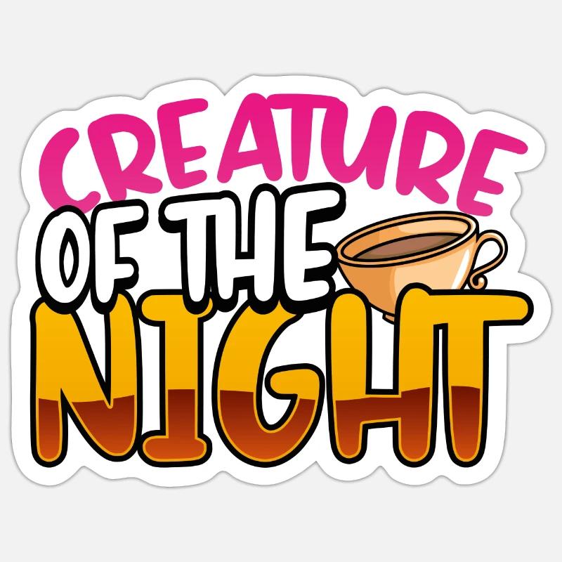 Insomniaque Cadeau Créature du Café de Nuit Sticker taille S (10 x 10 cm)