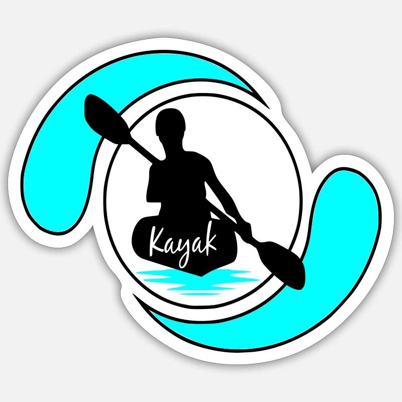 Kajak - Sticker Größe S (10 x 10 cm) - Mattweiß