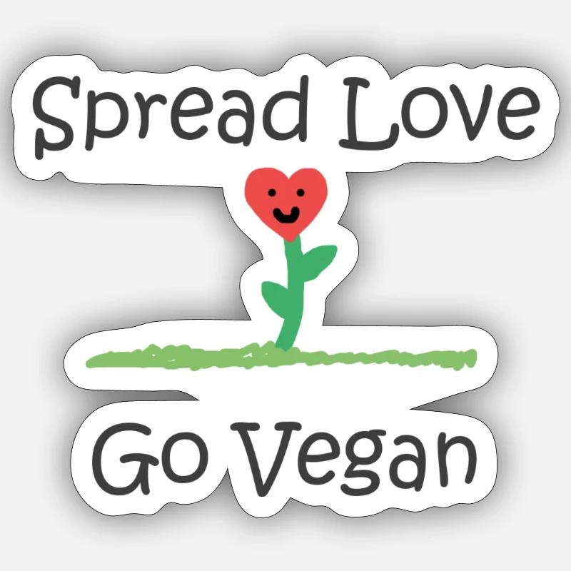Spread Love - Go Vegan - Sticker size S (10 x 10 cm) - white matte