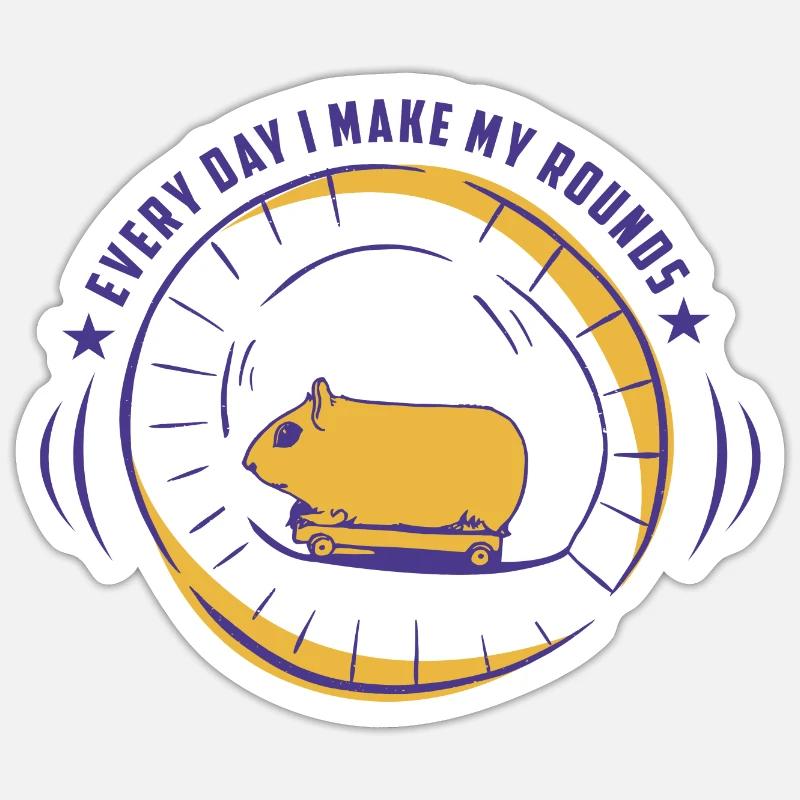 Hamster with skateboard - Sticker size S (10 x 10 cm) - white matte