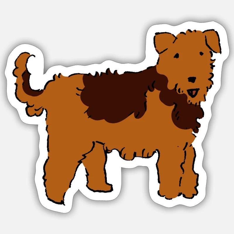 Airedale Terrier - Sticker Größe S (10 x 10 cm) - Mattweiß