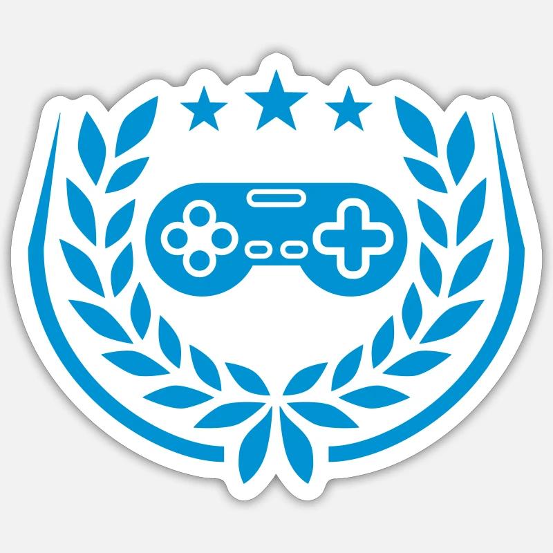 Stars Laurel Wreath Controller Retro - Sticker size S (10 x 10 cm) - white matte