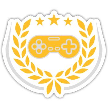 Laurel Wreath Retro Gamer Controller - Sticker taille S (10 x 10 cm) - blanc mat - Devant
