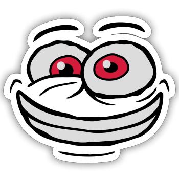 Crazy Comic Face Design - Sticker taille S (10 x 10 cm) - blanc mat - Devant