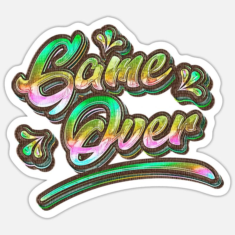 Game Over Graffiti - Sticker Größe S (10 x 10 cm) - Mattweiß