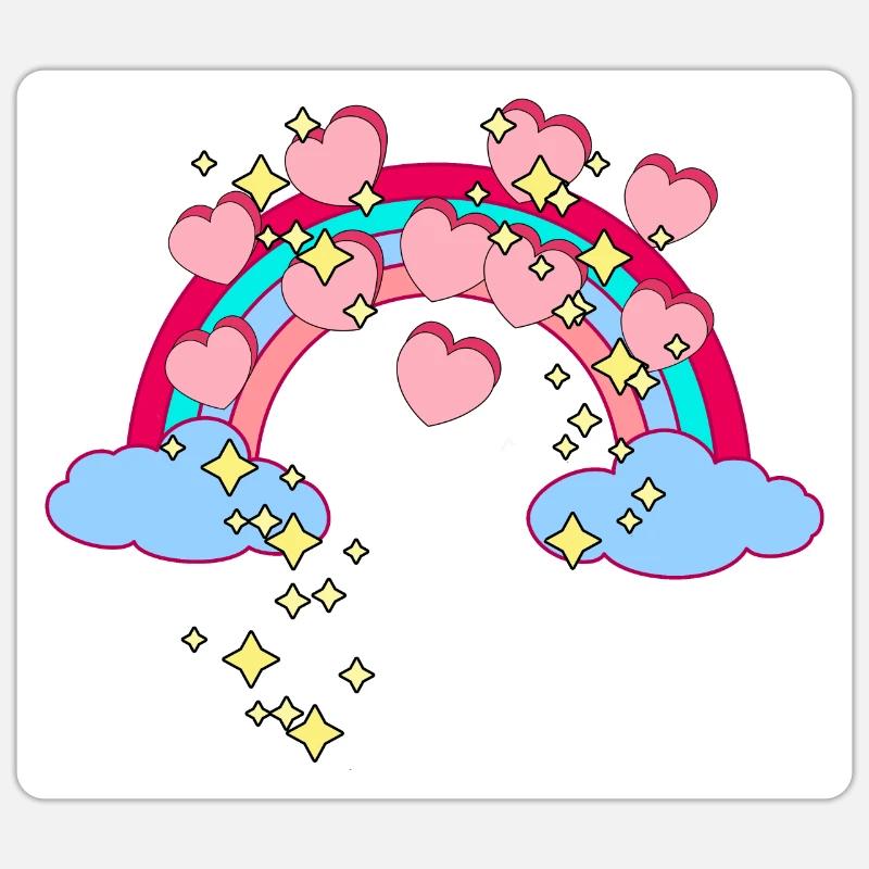 Magic Rainbow Stars Hearts Congratulations - Sticker size S (10 x 10 cm) - white matte
