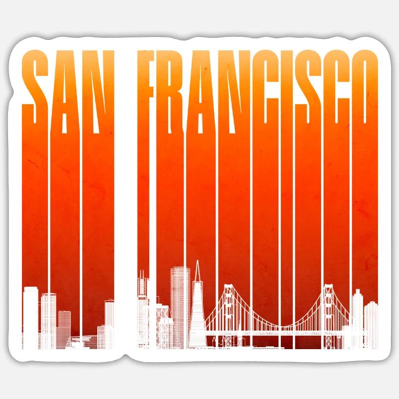 San Francisco Skyline Gradient - Sticker Größe S (10 x 10 cm) - Mattweiß