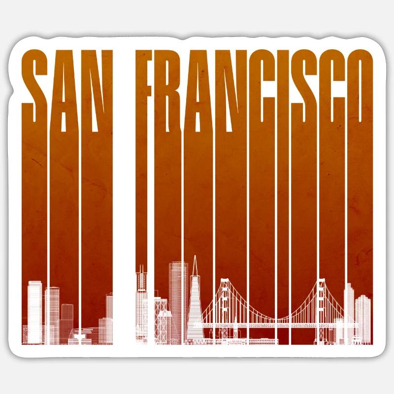 San Francisco Orange Skyline - Sticker size S (10 x 10 cm) - white matte