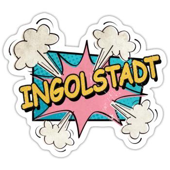 Ingolstadt Germany City Font Pop Art Comic - Sticker size S (10 x 10 cm) - white matte - Front