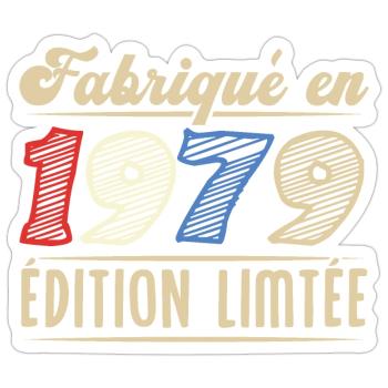 Fabriqué en 1979, Vintage cadeau d'anniversaire - Sticker taille S (10 x 10 cm) - blanc mat - Devant