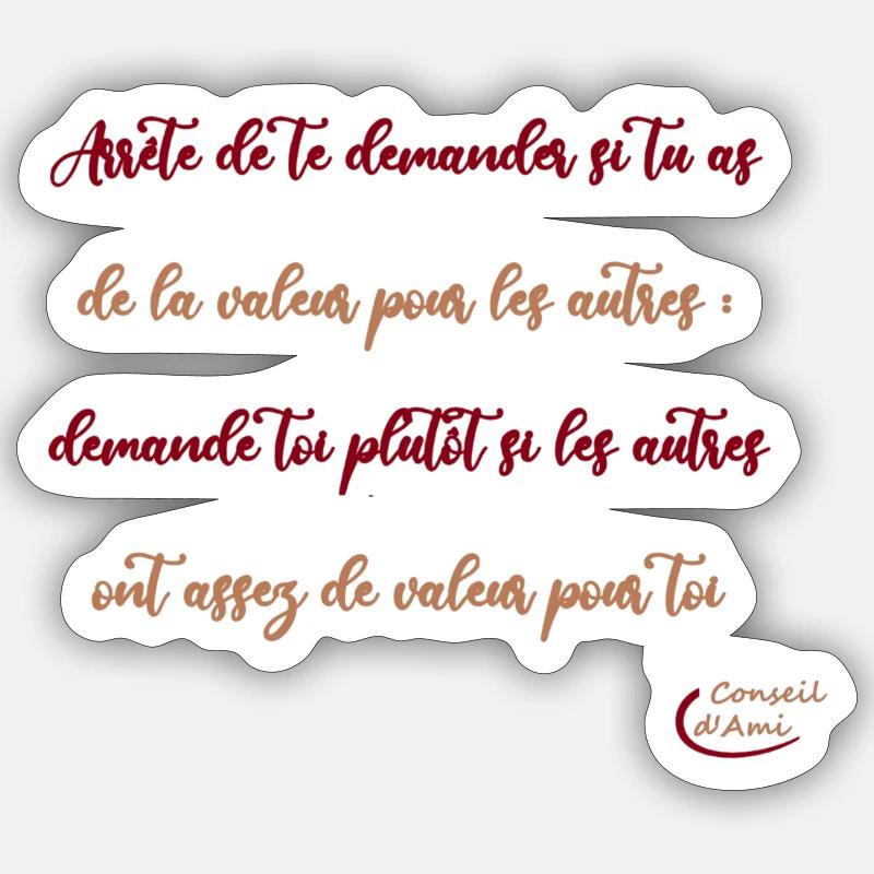 08 - Question de valeurs - Sticker taille S (10 x 10 cm) - blanc mat