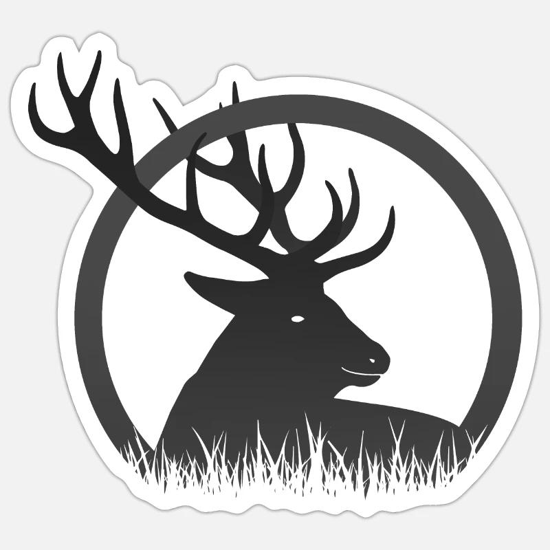 Hirsch - Sticker Größe S (10 x 10 cm) - Mattweiß